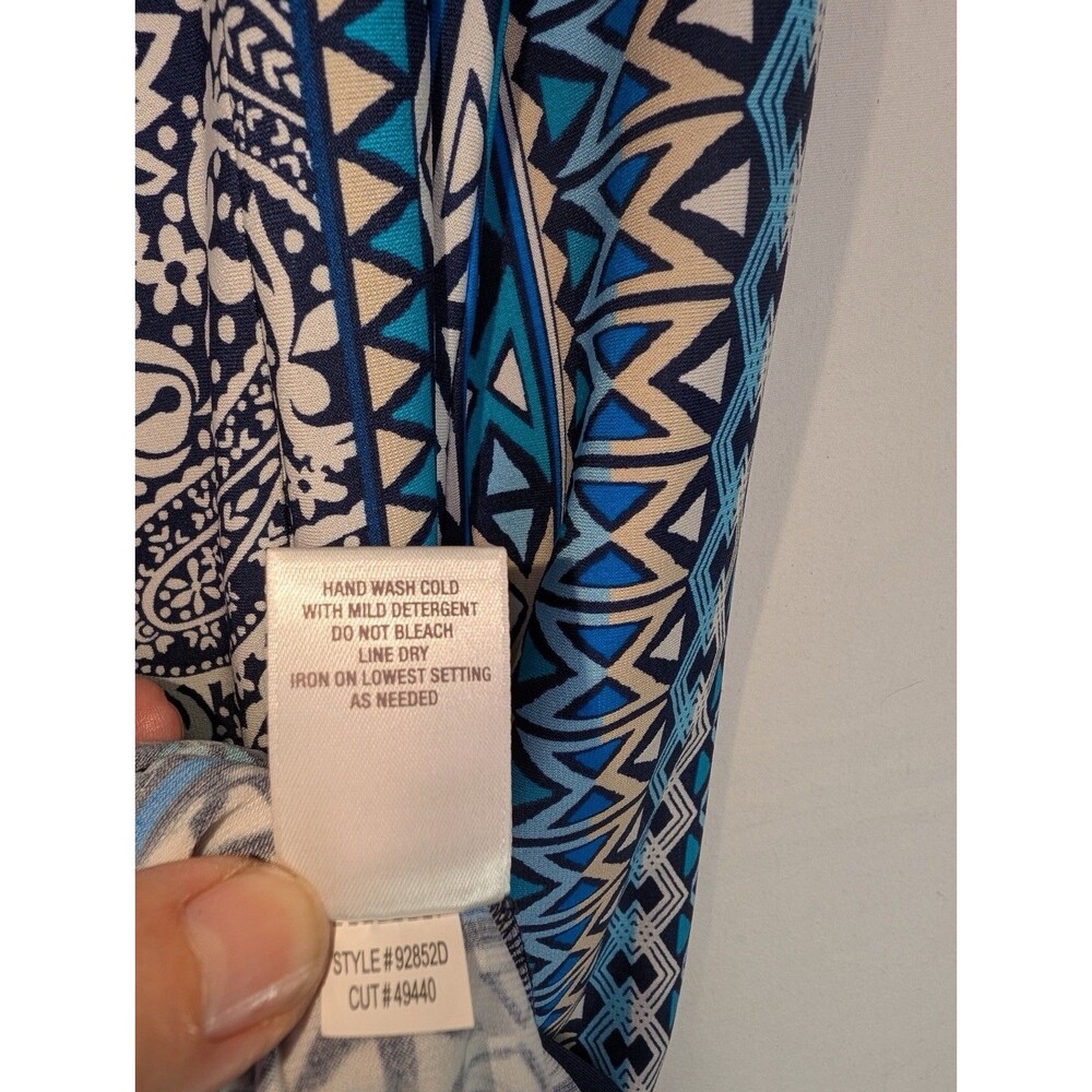 Db Dressbarn Womens Sleeveless Midi Dress Blue White Paisley Geometric Size 16 - Picture 7 of 8